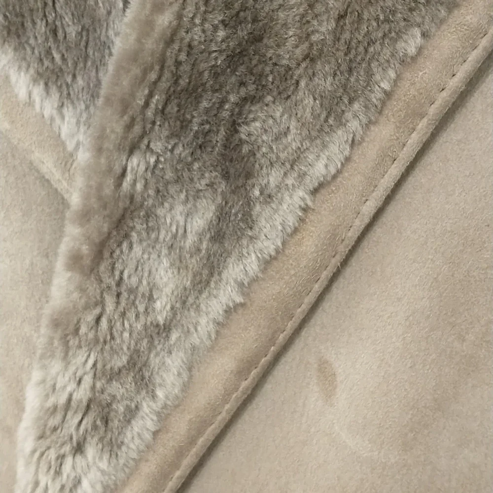 Vintage Shearling Coat USA Made Sawyer Napa Taupe Maxi Oversized Warm SeeMeasure - Picture 11 of 16